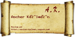 Ascher Kálmán névjegykártya