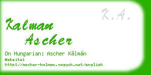 kalman ascher business card