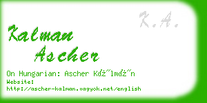 kalman ascher business card